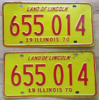 Illinois 1970 License Plate Pair - Quality 655 014