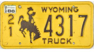 99 Cent 1986 Wyoming Truck License Plate Weston County 4317