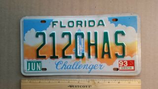License Plate,  Florida,  Space Shuttle,  Challenger,  212 Chas,  Charles