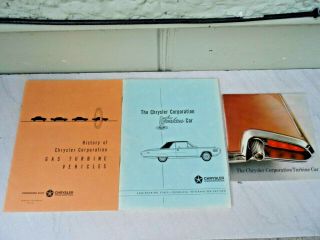 3 Chrysler Corporation 1964 Turbine Car Literature Brochures