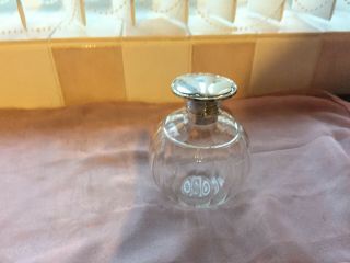 Lovely Globular Shaped Glass Perfume Bottle With Sterling Silver Top Hallmarked