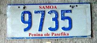 Samoa License Plate Tag 1990 