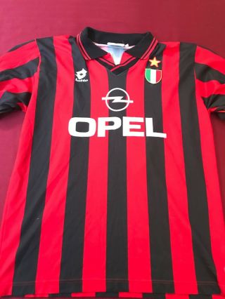 Lotto 1995 - 96 Ac Milan Home Kit Jersey Scudetto Maldini 3 Size Large (l)