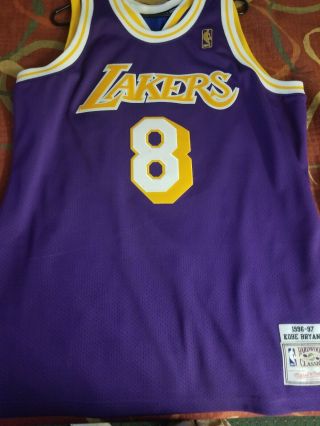 100 Authentic Kobe Bryant Mitchell & Ness NBA Lakers 96 97 Jersey Size 48 Xl 2