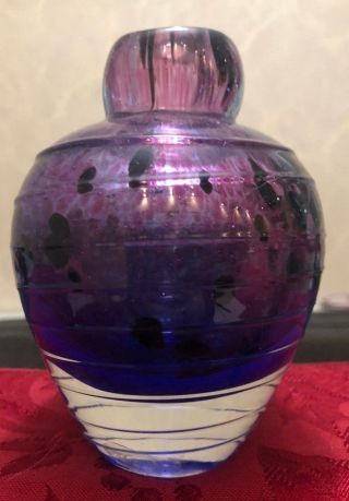Purple Black Murano Vase Perfume Bottle Art Glass Heavy Figurine 5 In High Vtg