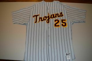 Vtg Game Worn Authentic Usc Trojans Baseball Jersey Size 46 Usa Made Powers