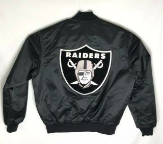 Oakland Raiders Vintage Satin Starter Jacket,  Black,  Size Extra Large (xl)
