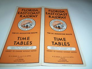 1935 Time Tables St.  Augustine Route Florida East Coast Railway 403