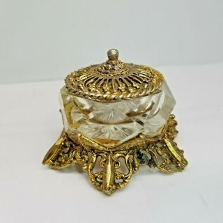 Art Deco Jewelry Box Vintage Earring Ring Bathroom Glass Metal Holder