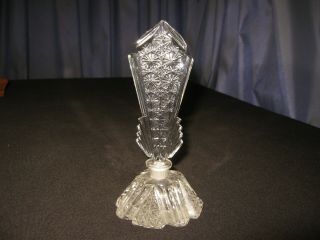 Vintage Art Deco Bohemian Czech Cut Glass Crystal Perfume Bottle Signed 6 1/2 "