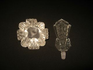 Vintage Art Deco Bohemian Czech Cut Glass Crystal Perfume Bottle Signed 6 1/2 