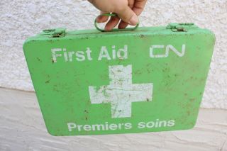 Vintage Cn Rail Canadian National Railway Train Emergency First Aid Kit Sign
