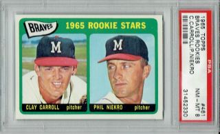 1965 Topps Braves Rookies 461 C.  Carroll/p.  Niekro Milwaukee Braves Psa 8 Nm - Mt