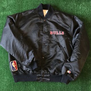 80s Vintage Starter Chicago Bulls Satin Bomber Jacket