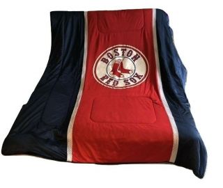 Boston Red Sox Sports Red Blue Coverage Bedding Comforter Blanket Twin Size 2