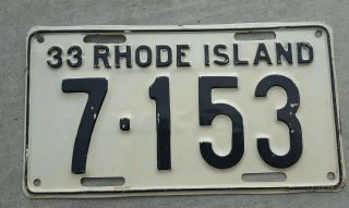 Rhode Island 1933 License Plate