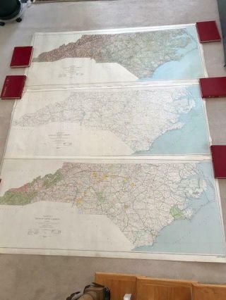 3 Large 1978 State Of North Carolina Us Geological Service Maps 65.  5 " X 28.  5 "
