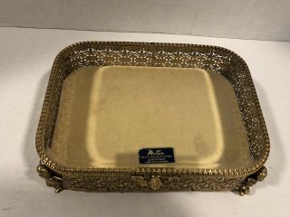 Matson 24kt Gold Plated Filigree Glass Decorative Ornamental Jewelry Trinket Box