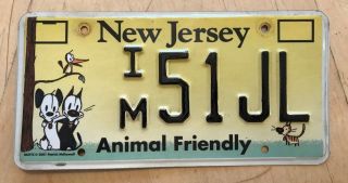 Jersey Animal Friendly License Plate " Im 51 Jl " Nj
