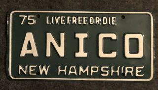 1975 Hampshire Vanity License Plate Nh 75 Anico American National Insurance