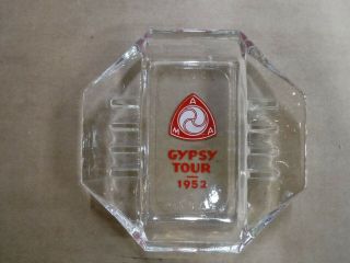 Gypsy Tour 1952 Ama Glass Ashtray Harley Davidson Indian Motorcycle Accesories