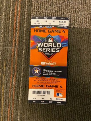 (1) Washington Nationals Vs Houston Astros World Series Game 4 Ticket Stub N2b