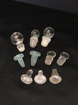 Vintage Glass Bottle Stoppers - (10) Perfume Or Otherwise