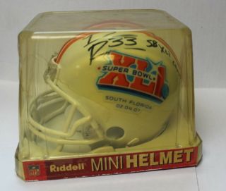 Bowl Xli Riddell Mini Helmet,  Colts Vs Bears In Package Signed D.  R.  33 (h)