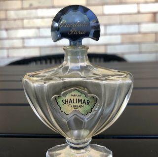 Vintage Guerlain Paris Shalimar Blue Stopper Glass Perfume Bottle France