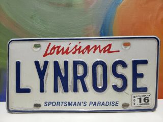 Lynn Rose Louisiana License Plate Vanity Tag Sign Flower Female Power Beauty
