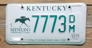 Kentucky Keeneland Racecourse 75th Anniversary License Plate - 7773 Embossed