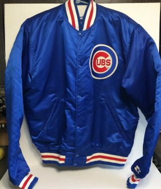 Mens Vintage Starter Chicago Cubs Snap Up Satin Baseball Jacket Size Xl