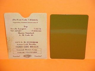 1973 Gm Chevrolet Chevy Buick Oldsmobile Olds Pontiac 4x6 Oem Paint Chip Code 46