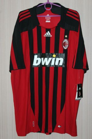 Ac Milan 2007 2008 Bnwt Red Black Home Adidas Shirt Jersey Maglia Size Xxl