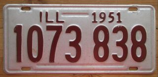 Illinois 1951 License Plate Quality 1073 838