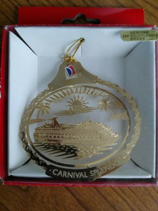 Splendor Carnival Cruise Ship 24k Gold Brass Christmas Ornament