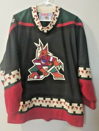 Vintage Nhl Phoenix Coyotes Black Kachina Ccm Adult Medium Hockey Jersey,  Canada