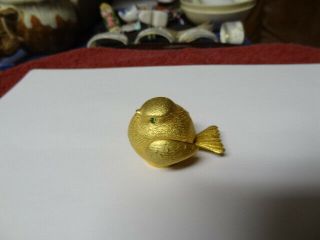 Vintage Florenza Bird Pill Saccharin Box With Tongs Gold Gilt Jewelled Eyes