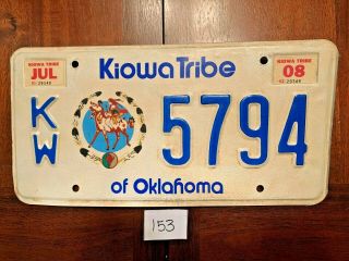 (153) Oklahoma Tribal Indian License Plate Tag - Kiowa Tribe