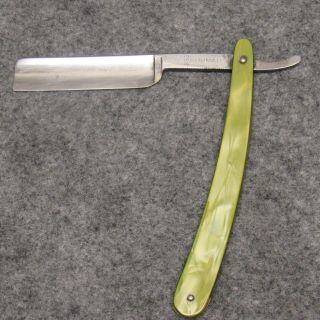 Shumate Cutlery St.  Louis Mo 6 " Straight Razor 333 Green Pearlescent Celluloid