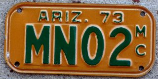 1973 Green On Tan Arizona Motorcycle License Plate In Great Shape