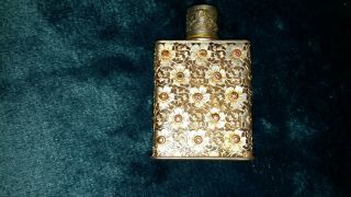 Vintage Perfume Bottle,  Floral,  Schiaparelli Made In France,  Metal Outer Case