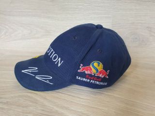 Kimi Raikkonen 2001 Red Bull Sauber Petronas Formula F1 Hat Cap In Motion Signed