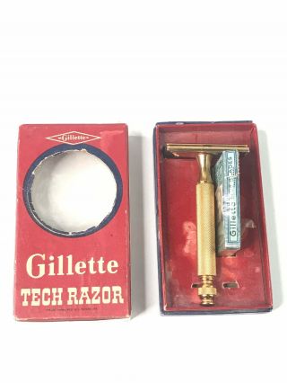 Vintage Gillette Ball - End Tech Razor Gold W/ 5 Blades