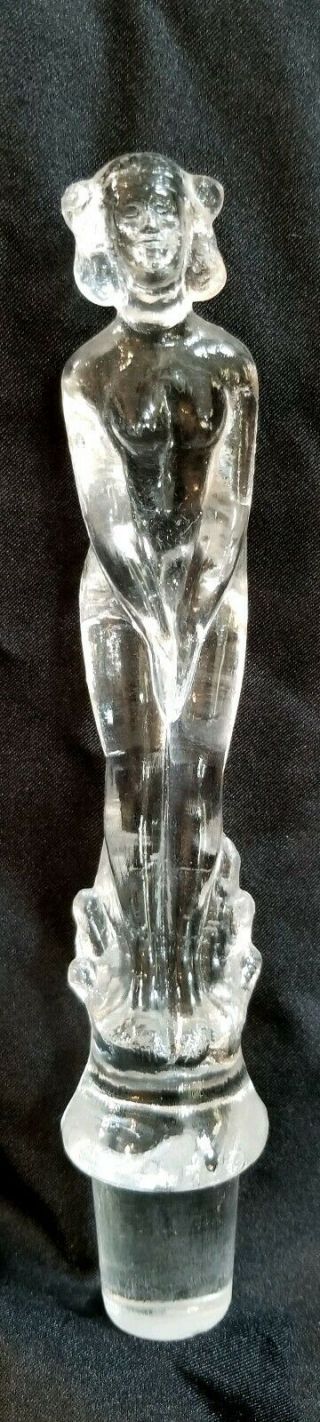 Vintage Art Deco Nude Women Glass Perfume Stopper Bottle Topper 5 "
