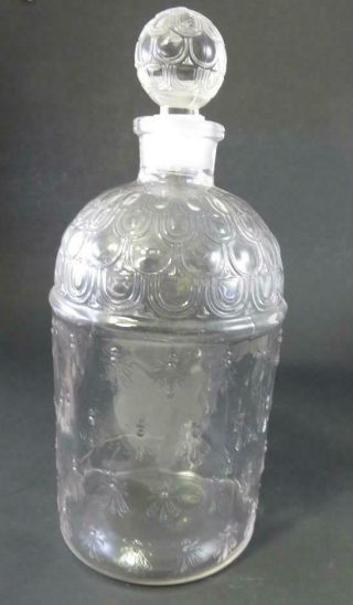 LARGE VINTAGE GUERLAIN BOTTLE BEE GLASS 4 ROW COLOGNE 10 INCH 3