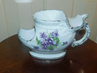 Vintage Brandenburg Porcelain Scuttle Form Shaving Mug With Flowers
