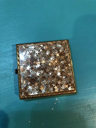 Vintage 1950’s Dorset Rex Fifth Avenue Compact.  Lucite Top With Stars
