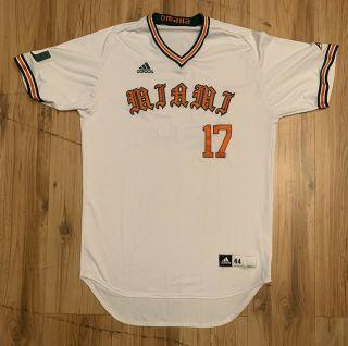 Adidas Authentic Miami Hurricane Baseball Jersey Mens Large (44) White