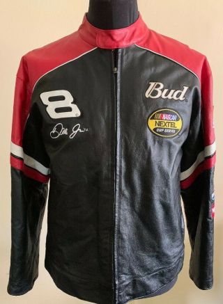 Nascar’s 8 Dale Earnhardt Jr Budweiser Leather Jacket Chase Authentics Medium